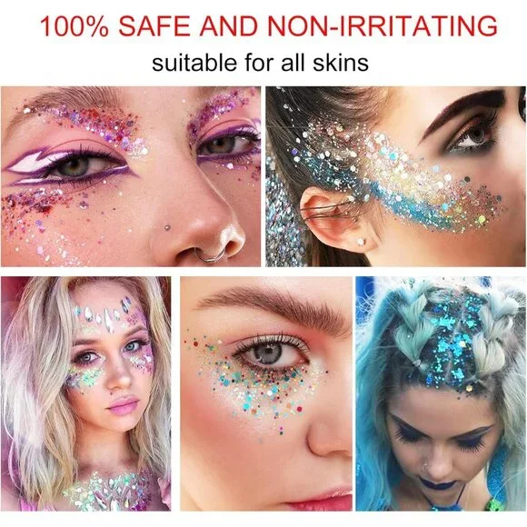 Body Glitter Gel Face and Body Makeup Liquid Long Lasting Black Mermaid Scales - Picture 5 of 7